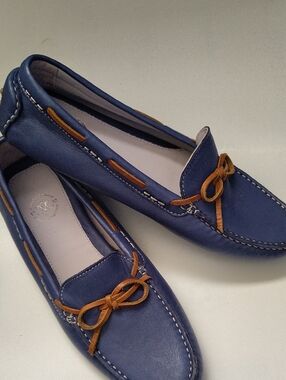 Johnston & Murphy Blue and White Leather Loafers